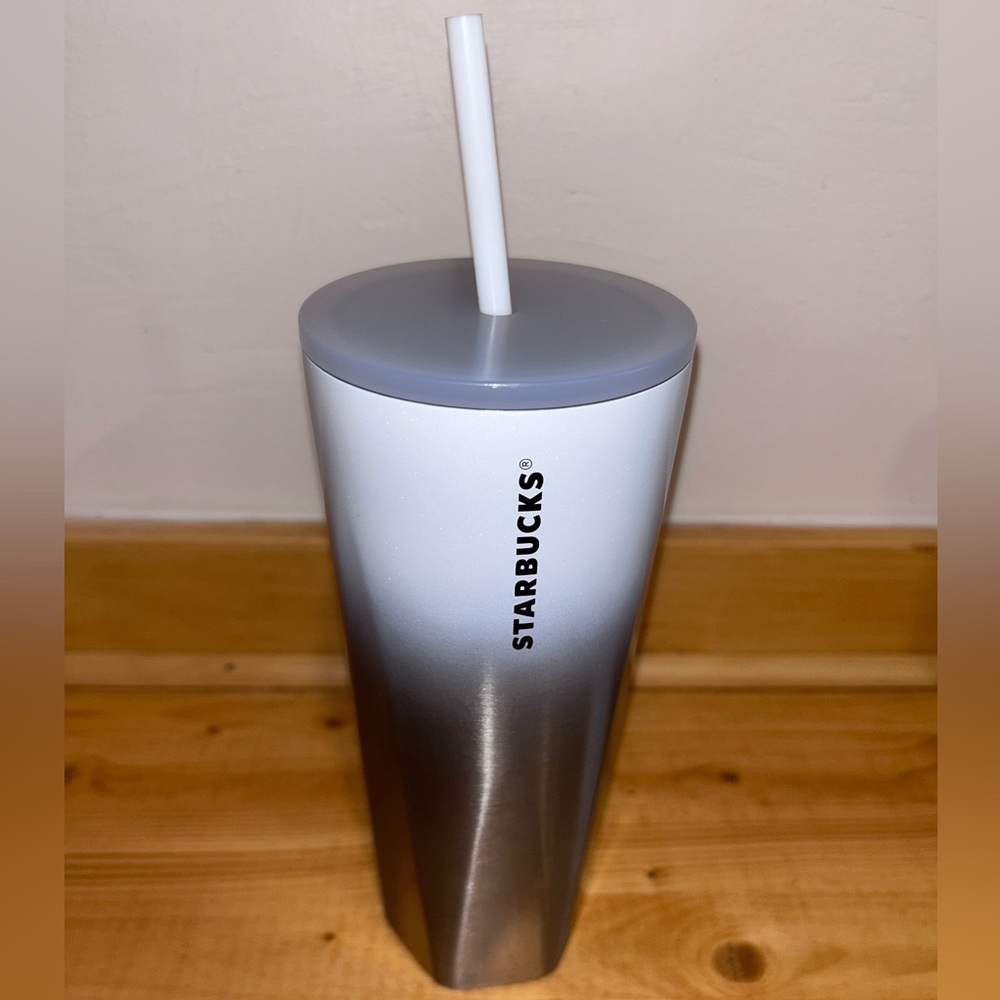 Starbucks White/Silver Ombre Stainless Steel 2021 Holiday Tumbler